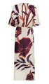Topacio Linen Tunic Dress / Ecru - Purple Gladiolos